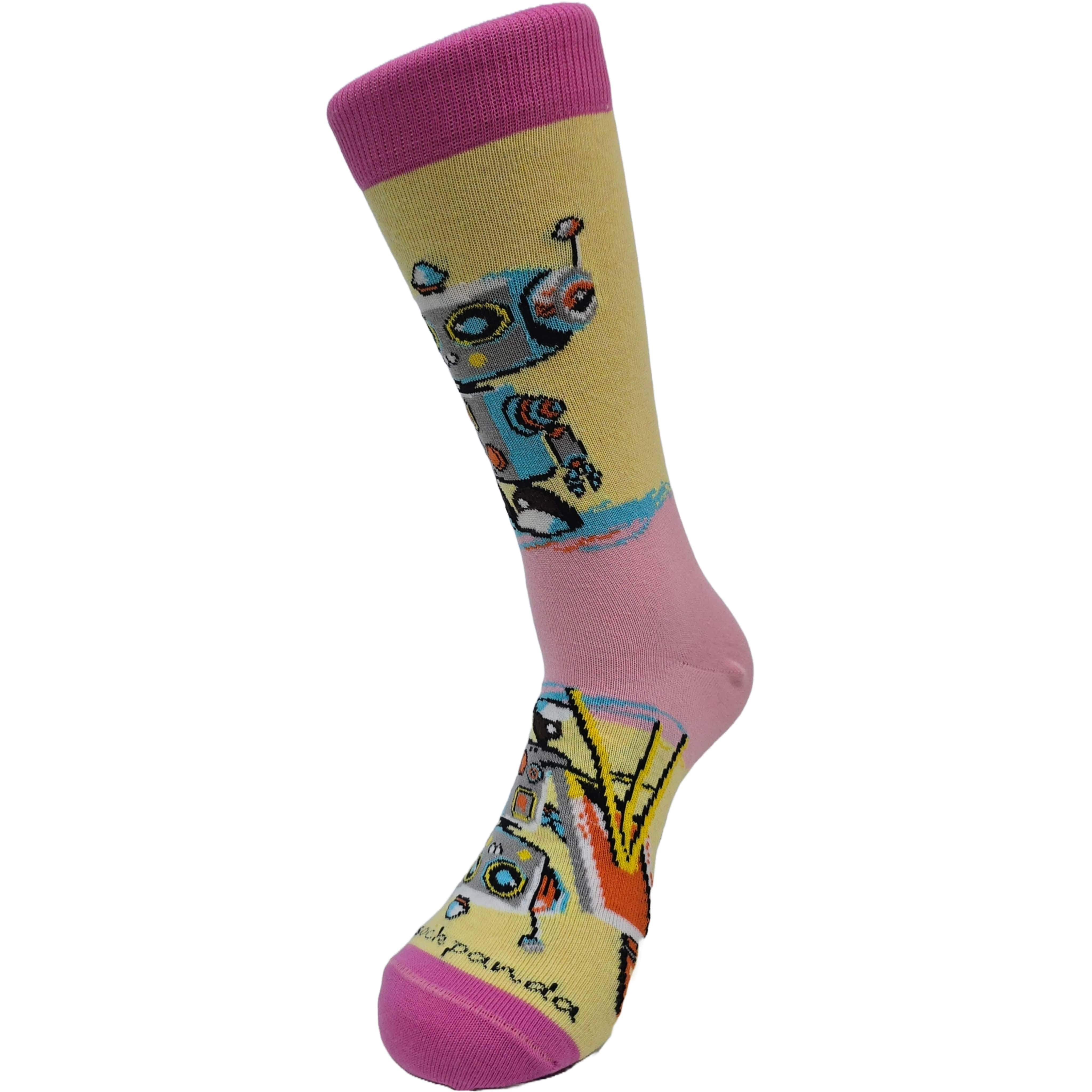 Robot Artist Socks from the Sock Panda (Adult Medium - Women's Shoe Sizes 5-10)