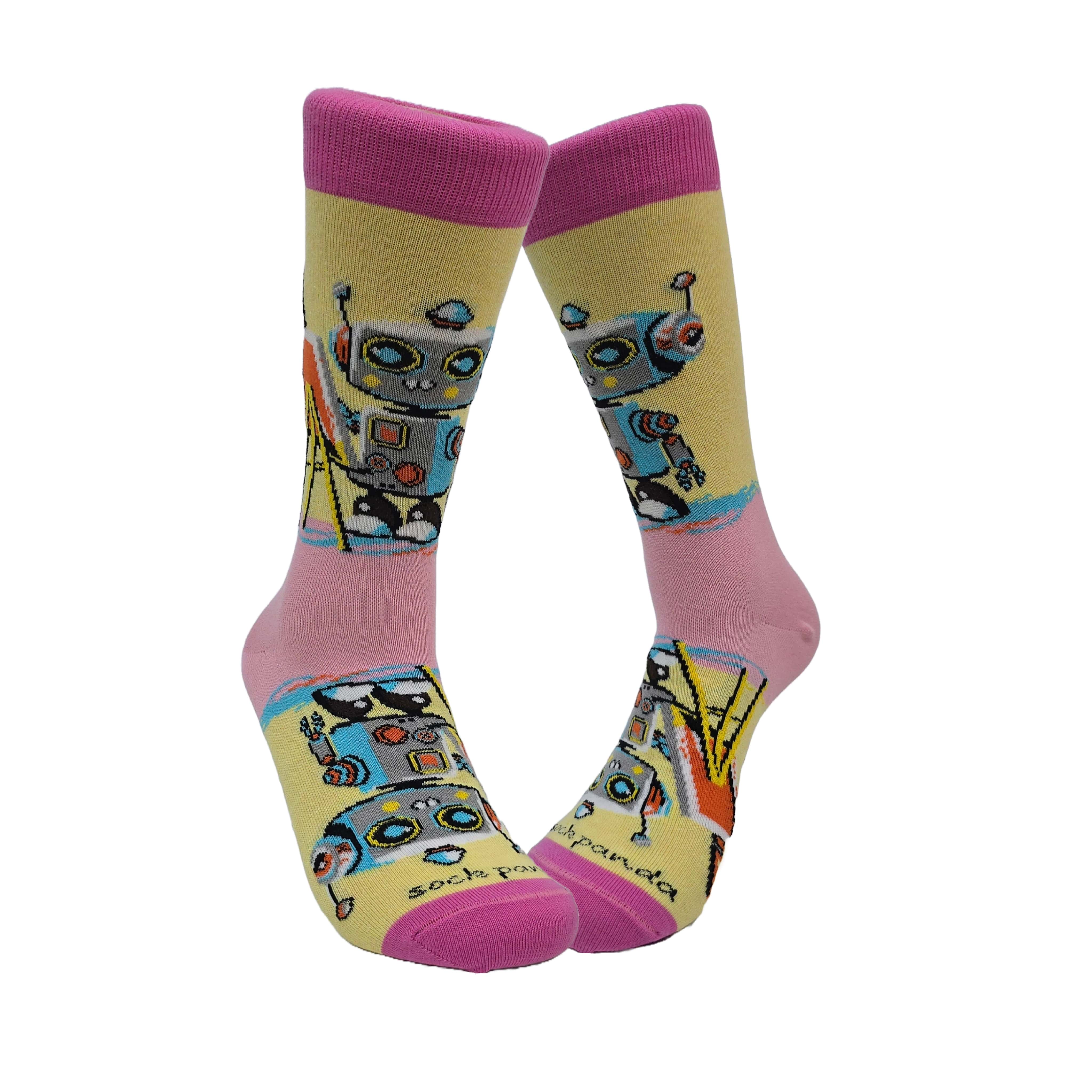Robot Artist Socks from the Sock Panda (Adult Medium - Women's Shoe Sizes 5-10)