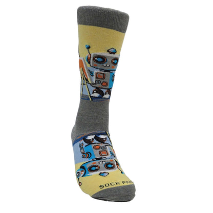 Robot Artist Socks from the Sock Panda (Adult Large - Men's Shoe Sizes 8 - 12)