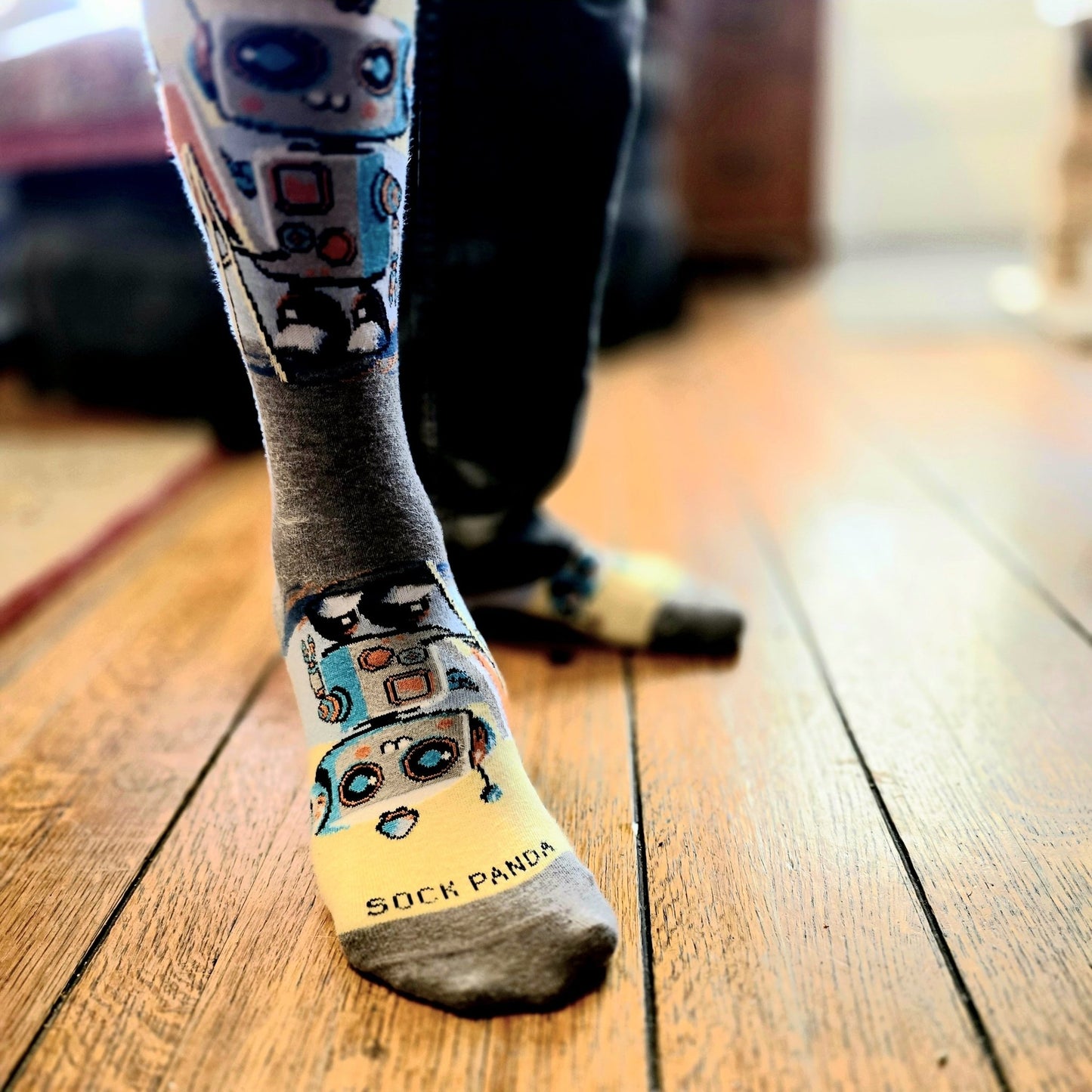 Robot Artist Socks from the Sock Panda (Adult Large - Men's Shoe Sizes 8 - 12)