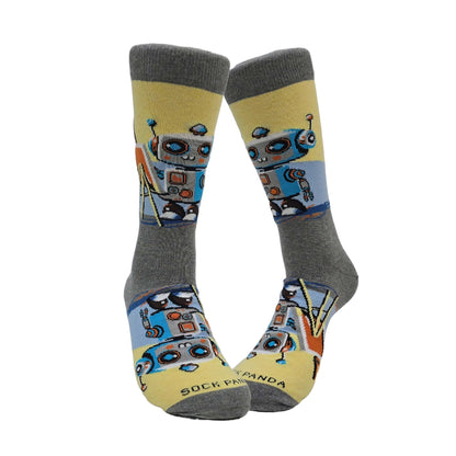 Robot Artist Socks from the Sock Panda (Adult Large - Men's Shoe Sizes 8 - 12)