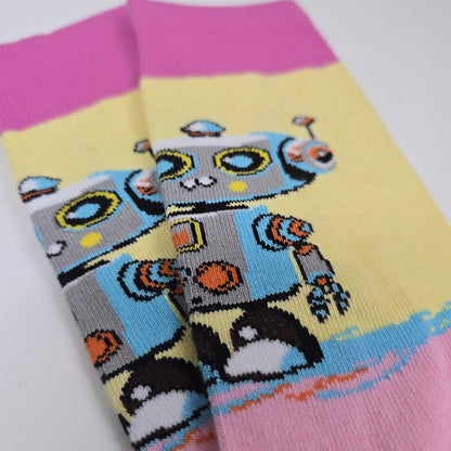 Robot Artist Socks from the Sock Panda (Adult Medium - Women's Shoe Sizes 5 - 10)