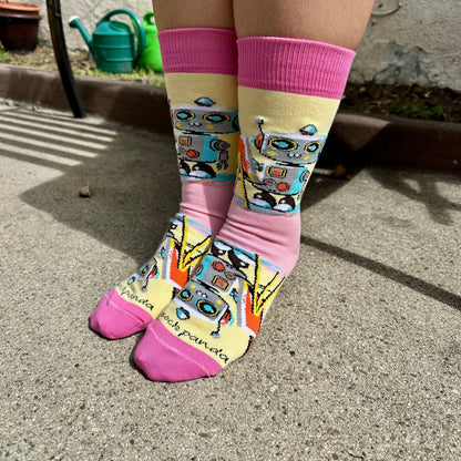 Robot Artist Socks from the Sock Panda (Adult Medium - Women's Shoe Sizes 5 - 10)