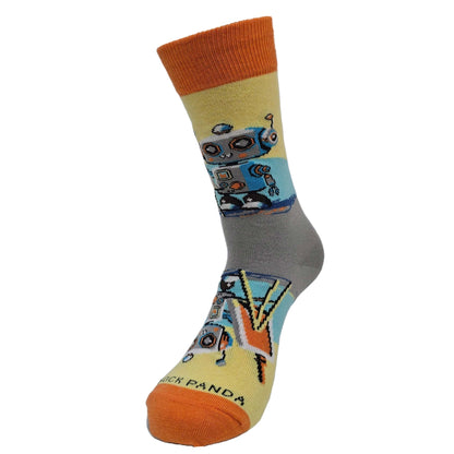 Robot Artist Socks from the Sock Panda (Adult Small - Shoe Sizes 2 - 5)
