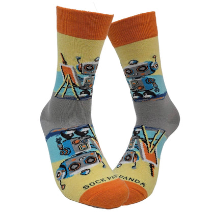 Robot Artist Socks from the Sock Panda (Adult Small - Shoe Sizes 2 - 5)