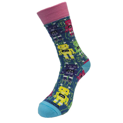 Robot Socks from the Sock Panda (Adult Small - Shoe Sizes 2 - 5)