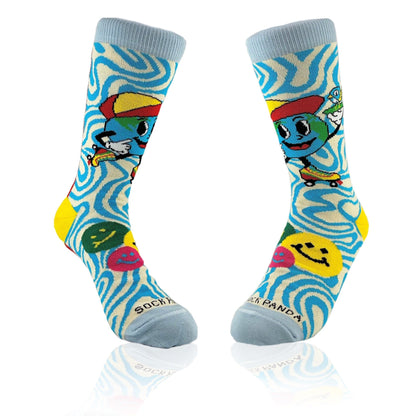 Roller Skate Earth Socks from the Sock Panda (Adult Small)