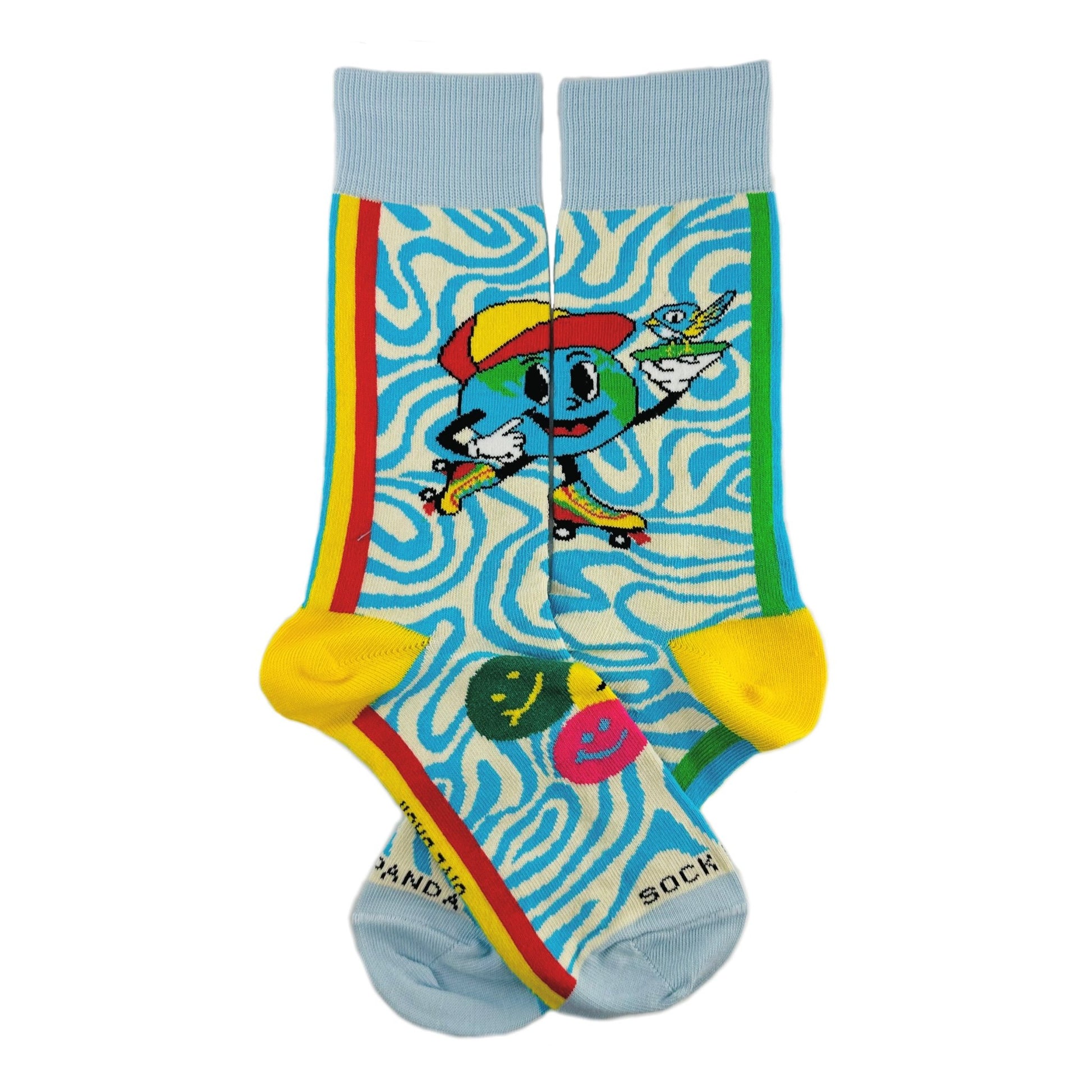 Roller Skate Earth Socks from the Sock Panda (Adult Small)