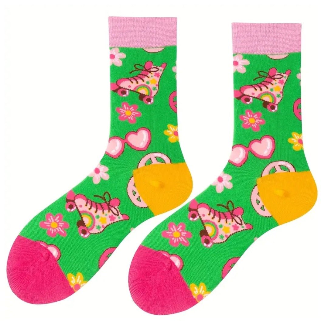 Roller Skate Hearts Love Socks from the Sock Panda (Adult Medium)
