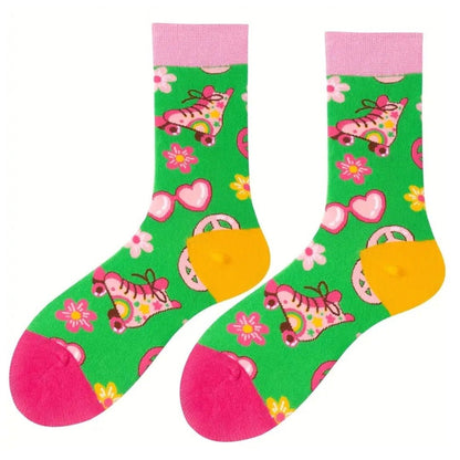 Roller Skate Hearts Love Socks from the Sock Panda (Adult Medium)