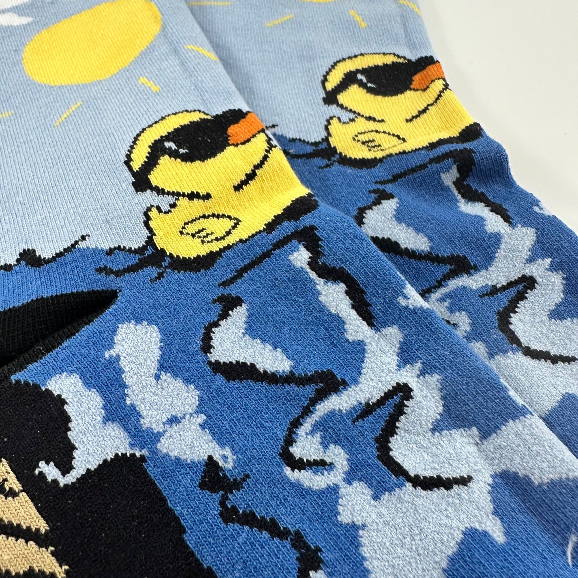 Rubber Duck Swimming Over a Waterfall Socks