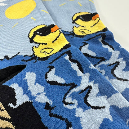 Rubber Duck Swimming Over a Waterfall Socks