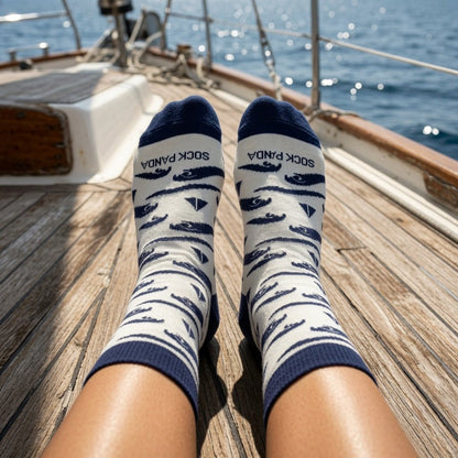 Sailboats and Wave Pattern Socks from the Sock Panda (Adult Medium) SailandWavesMd