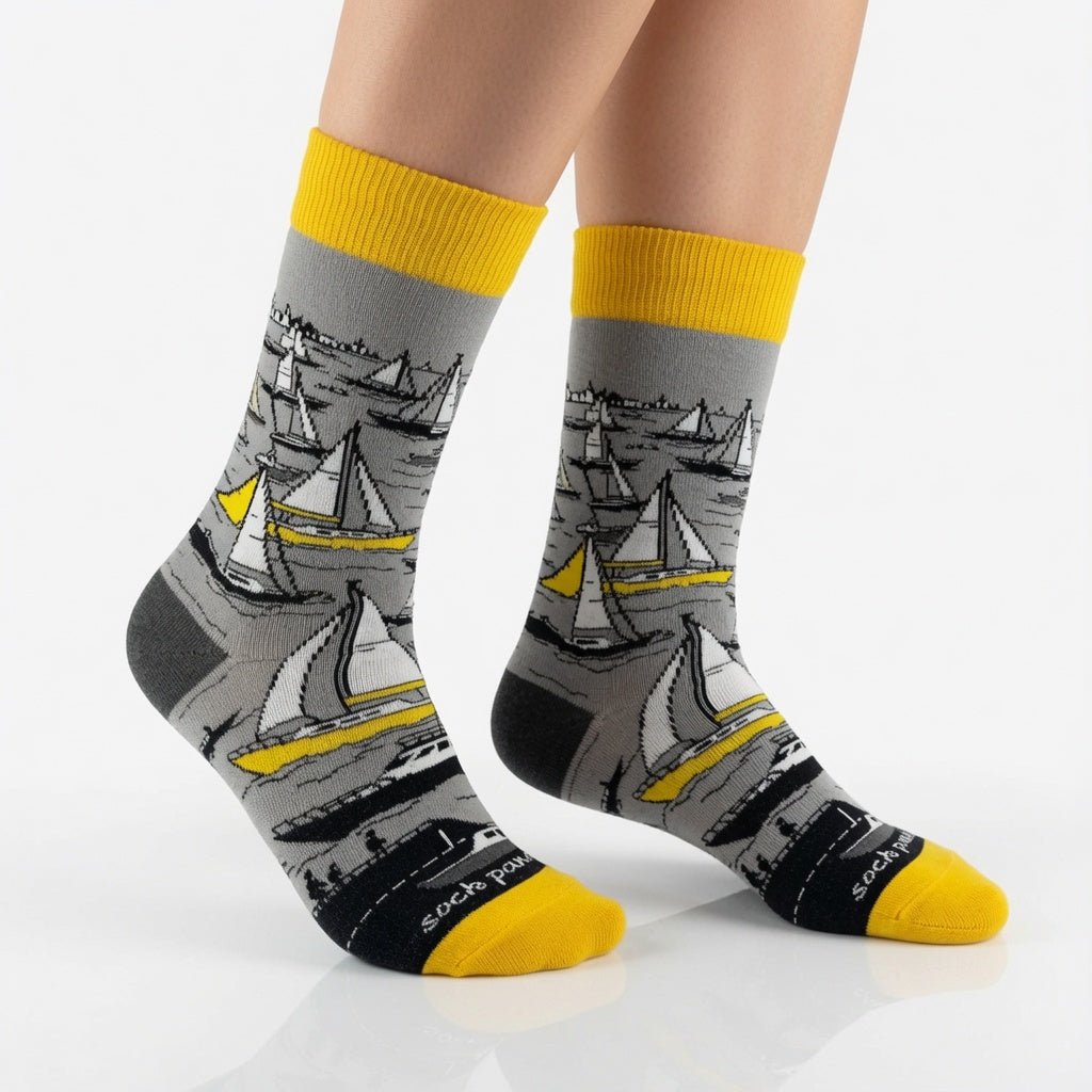 Sailboats on the Bay Socks from the Sock Panda SailboatBayLg