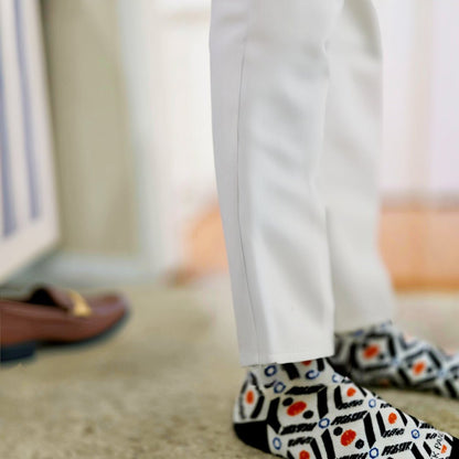 Salmon and Navy Blue Patterned Socks (Adult Large - Men's Shoe Sizes 8 - 12) from the Sock Panda