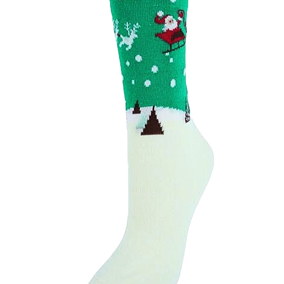 Santa Claus with his Reindeer Socks (Adult Medium - Women's Shoe Sizes 5 - 10)