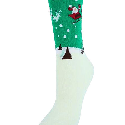 Santa Claus with his Reindeer Socks (Adult Medium - Women's Shoe Sizes 5 - 10)