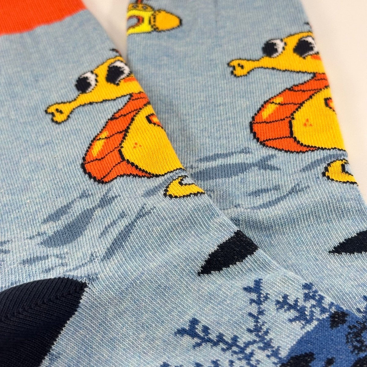 Seahorse (Back - to - School) Socks from the Socks Panda (Adult Small) SeahorsebackpackSM