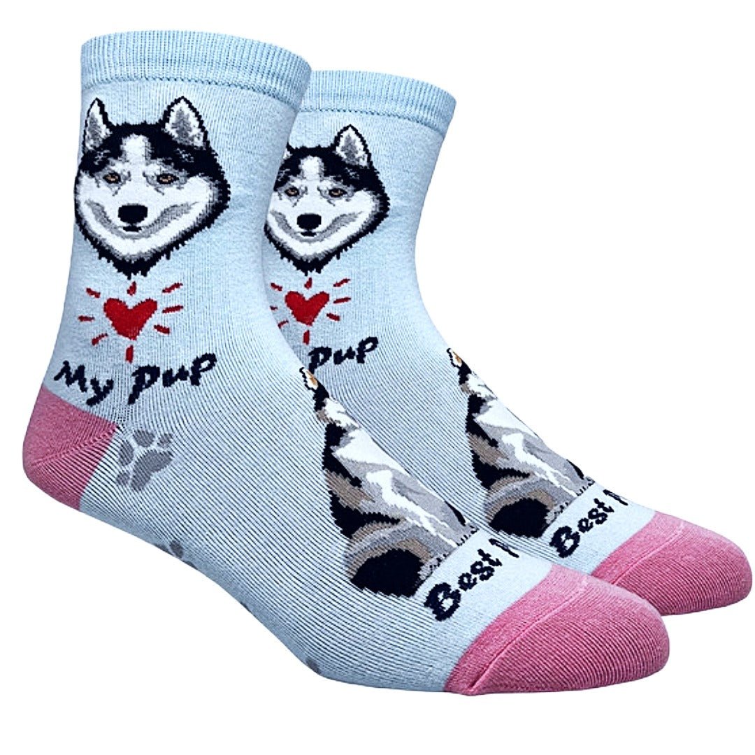 Siberian Husky Dog Socks (Adult Medium - Women's Shoe Sizes 5 - 10)