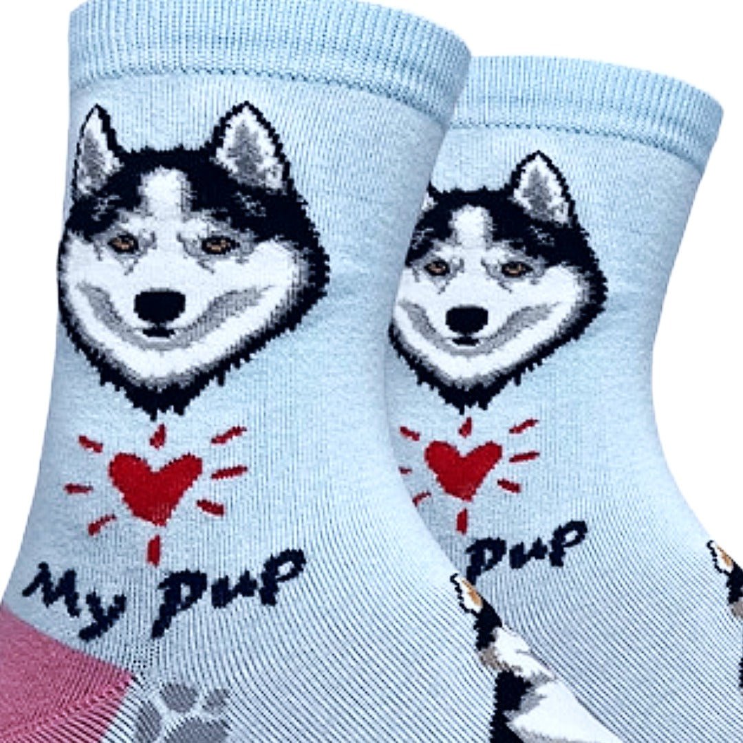 Siberian Husky Dog Socks (Adult Medium - Women's Shoe Sizes 5 - 10)