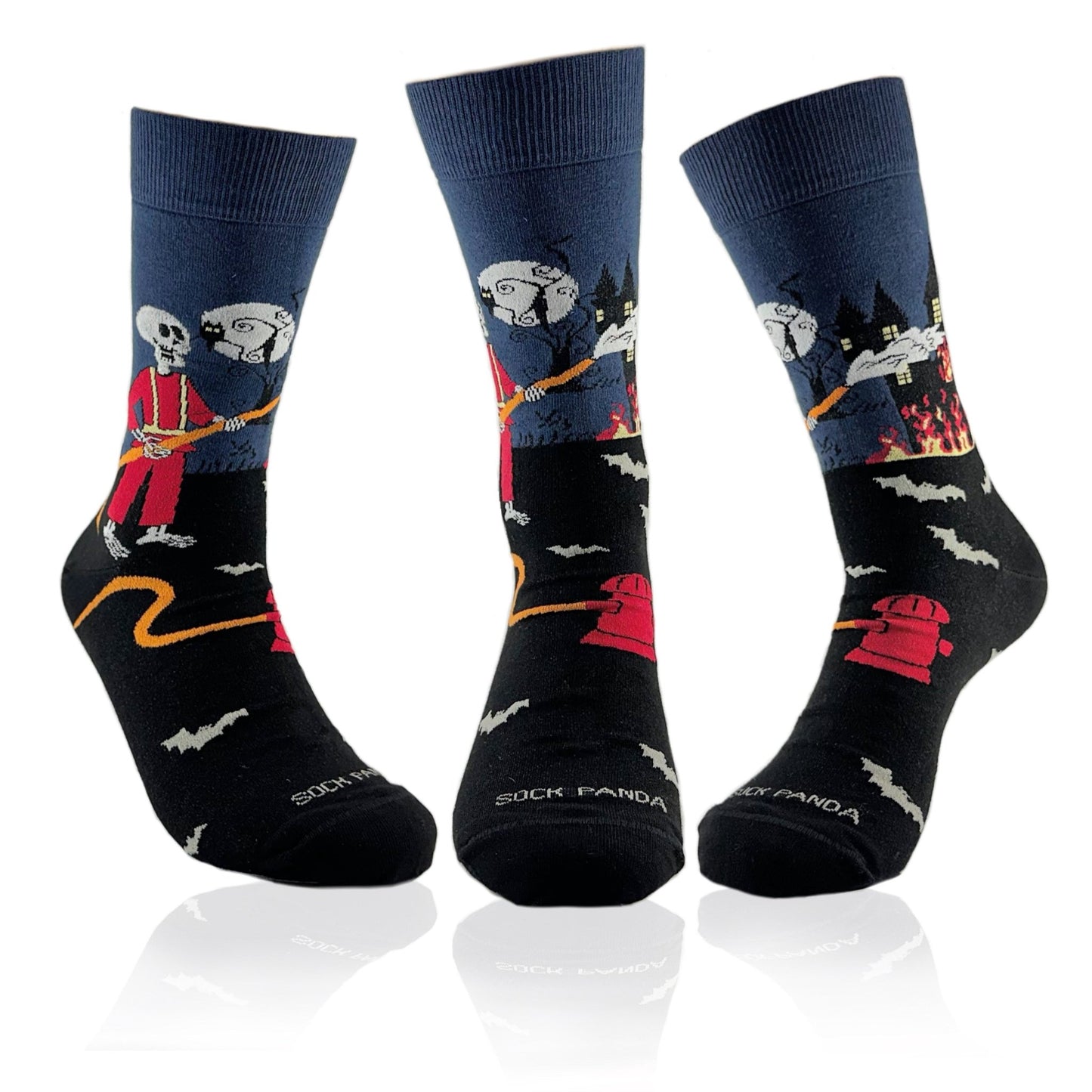 Skeleton Fireman and Haunted House Socks (Two Sizes)