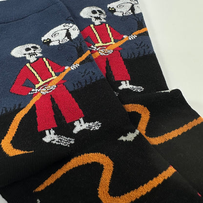 Skeleton Fireman and Haunted House Socks (Two Sizes)