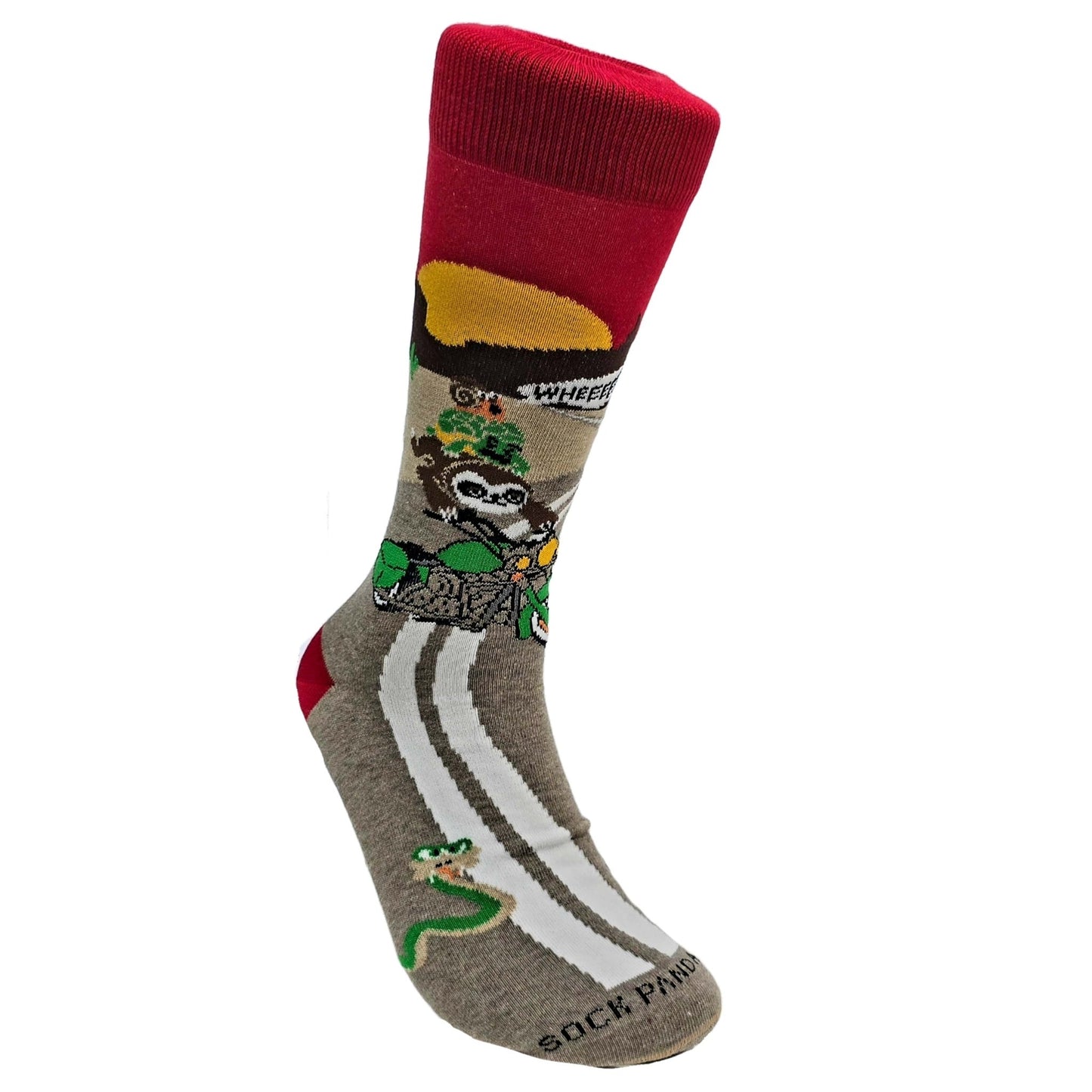 Slow Animals on a Motorcycle Socks from the Sock Panda (Adult Large - Men's Shoe Sizes 8 - 12)