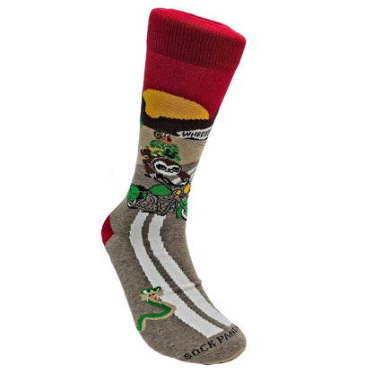 Slow Animals on a Motorcycle Socks from the Sock Panda (Adult Large - Men's Shoe Sizes 8 - 12)