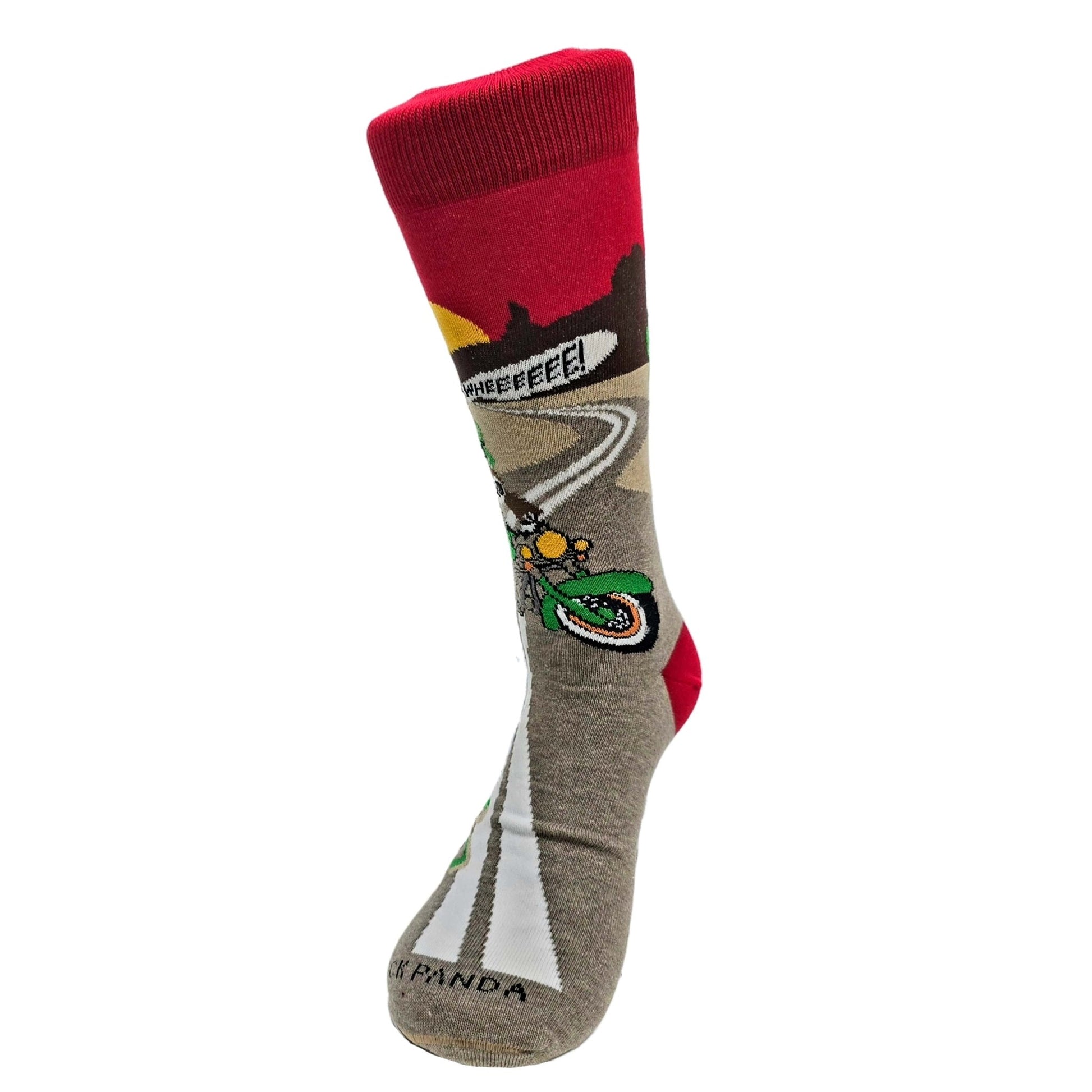 Slow Animals on a Motorcycle Socks from the Sock Panda (Adult Large - Men's Shoe Sizes 8 - 12)