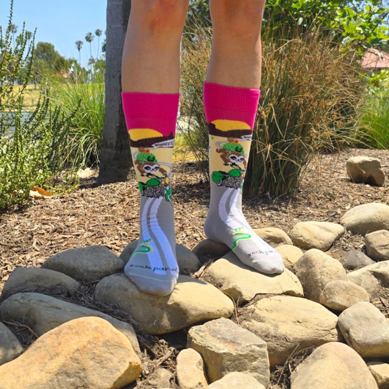 Slow Animals on a Motorcycle Socks from the Sock Panda (Adult Medium - Women's Shoe Sizes 5 - 10)