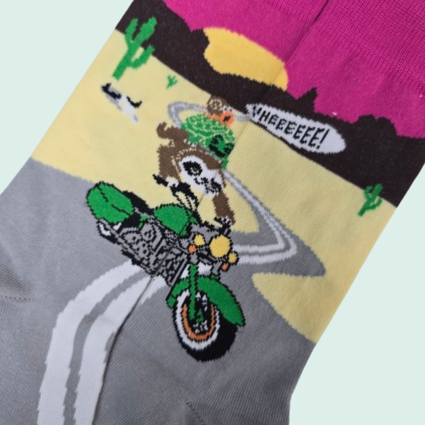 Slow Animals on a Motorcycle Socks from the Sock Panda (Adult Medium - Women's Shoe Sizes 5 - 10)