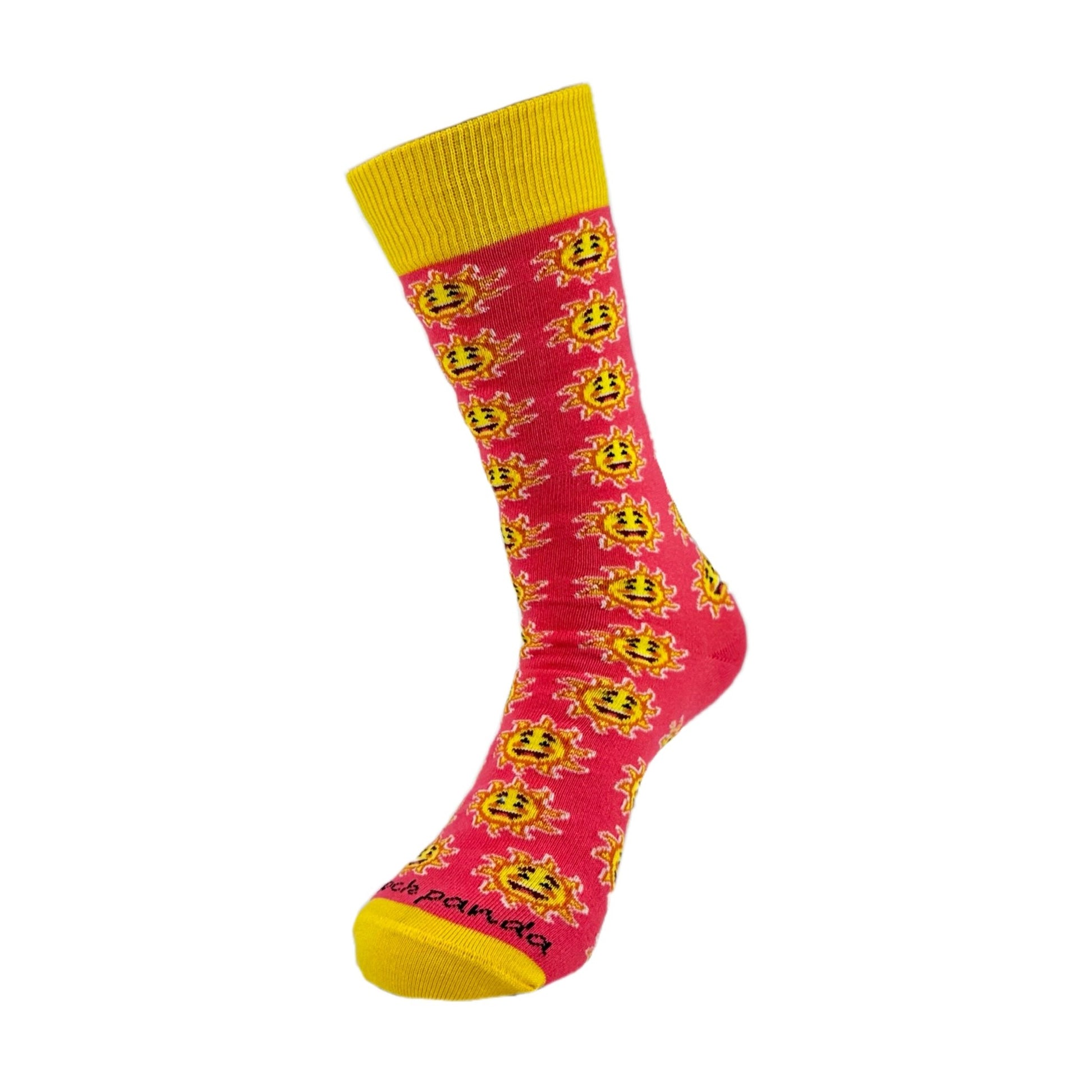 Smiley Sun Face Patterned Sock Panda (Adult Medium - Women's Shoe Sizes 5 - 10)
