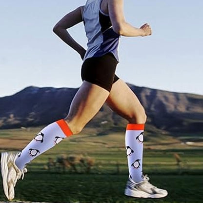 Penguin Pattern Knee High - (Compression Socks)