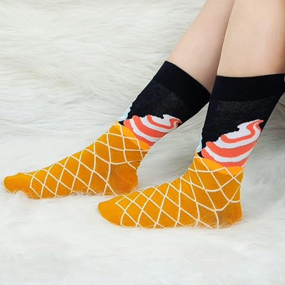 Soft Serve Ice Cream Cone Socks from the Sock Panda (Adult Medium) SoftServeMd