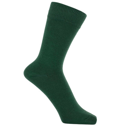 Solid Color Crew Cotton Dress Socks - Forest Green