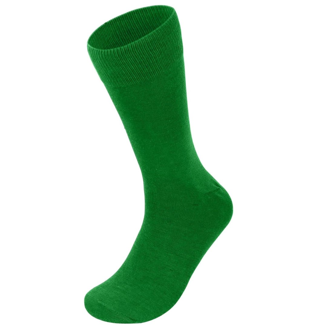 Solid Color Crew Cotton Dress Socks - Kelly Green