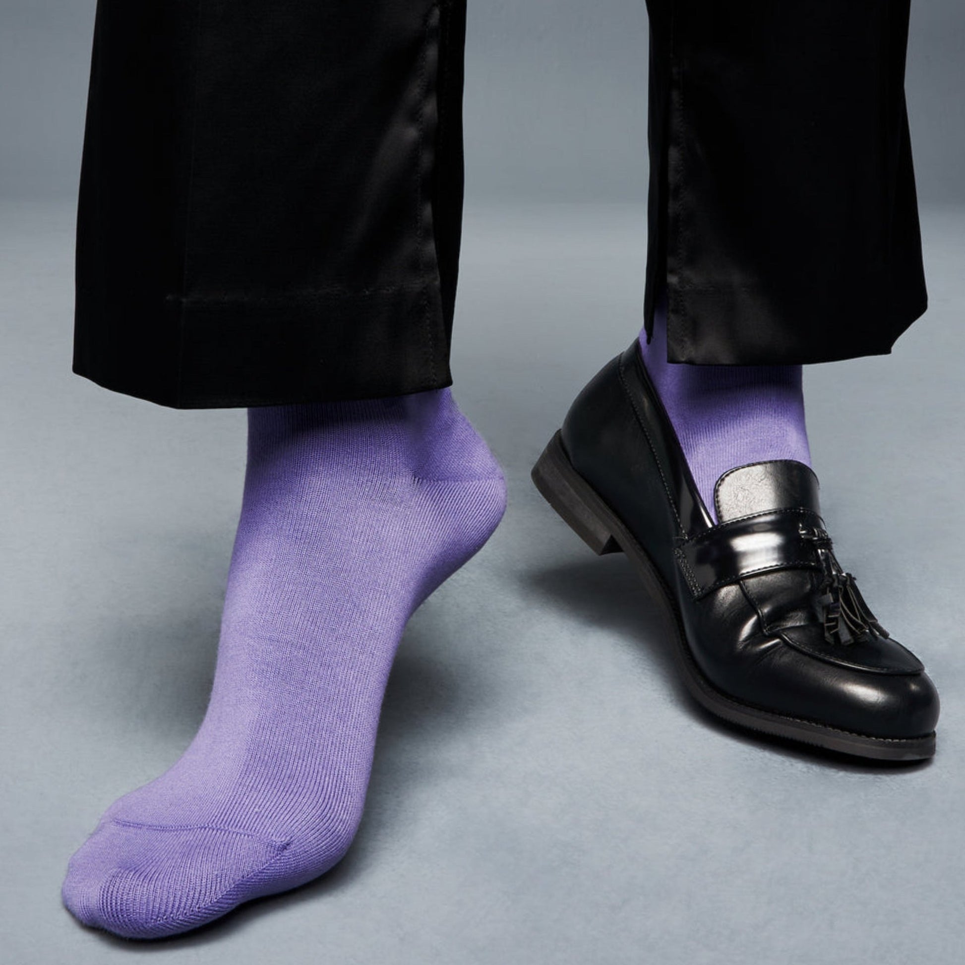 Solid Color Crew Cotton Dress Socks - Lilac Sock Panda Solid Color Crew Cotton Dress Socks - Lilac Sock Panda