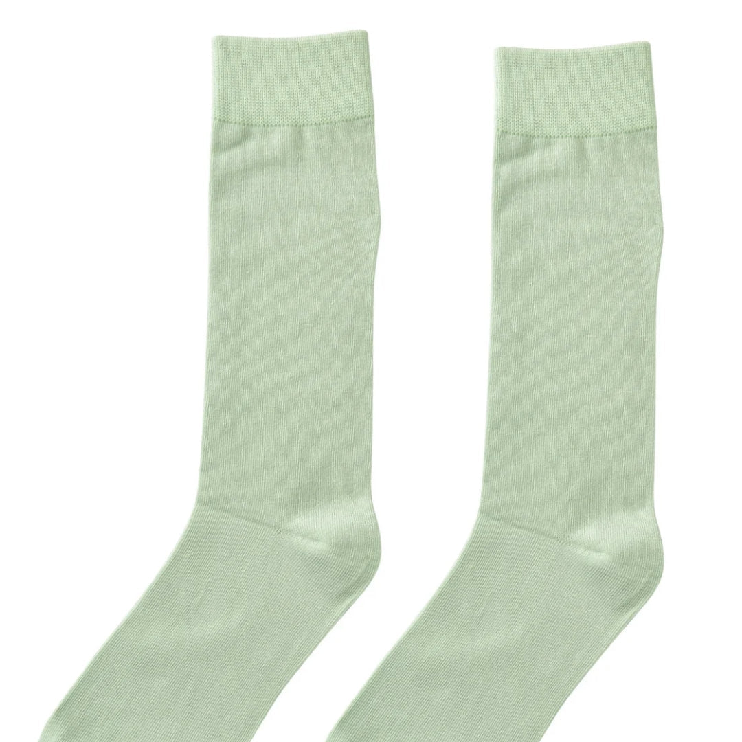 Solid Color Crew Cotton Dress Socks - Mint