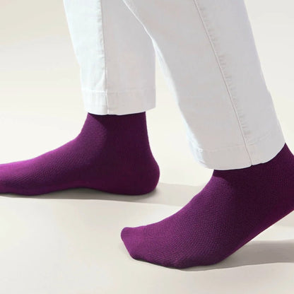 Solid Color Crew Cotton Dress Socks - Purple Solid Color Crew Cotton Dress Socks - Purple