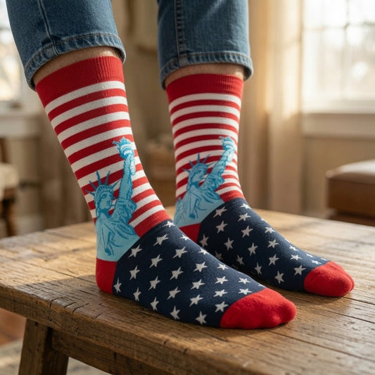 Statue of Liberty Patriotic Flag Socks Statue of Liberty
