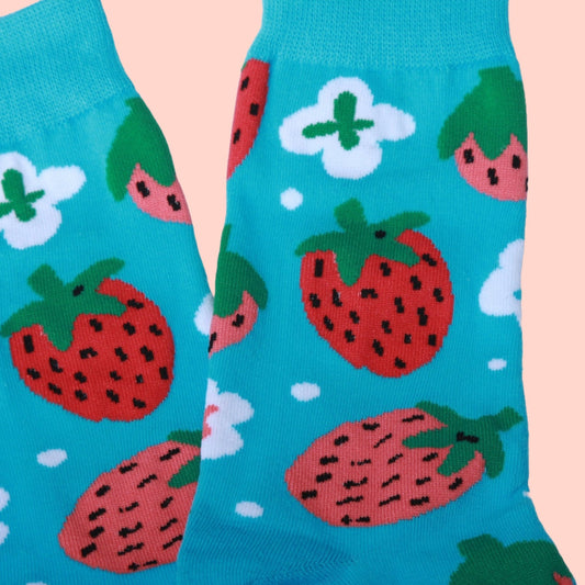 Strawberry Socks from the Sock Panda (Adult Medium - Women's Shoe Sizes 5 - 10)