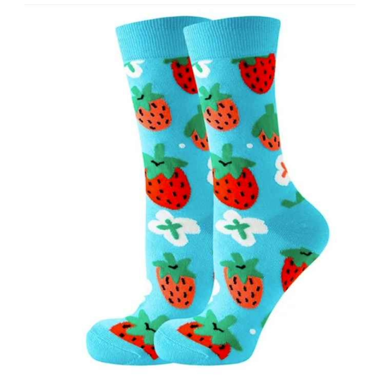 Strawberry Socks from the Sock Panda (Adult Medium - Women's Shoe Sizes 5 - 10)
