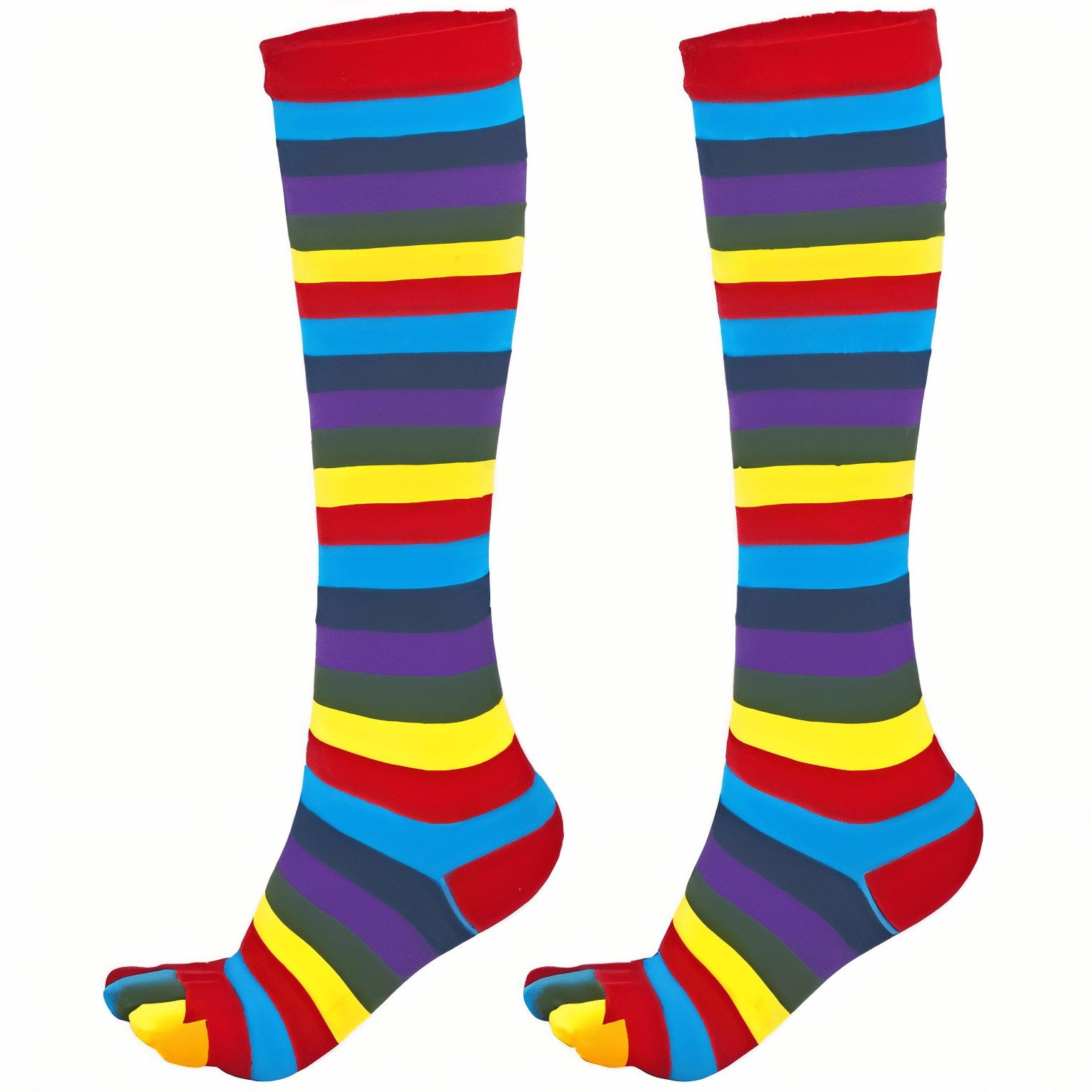 Striped Knee High Socks (Toe Socks) - 3 Pack