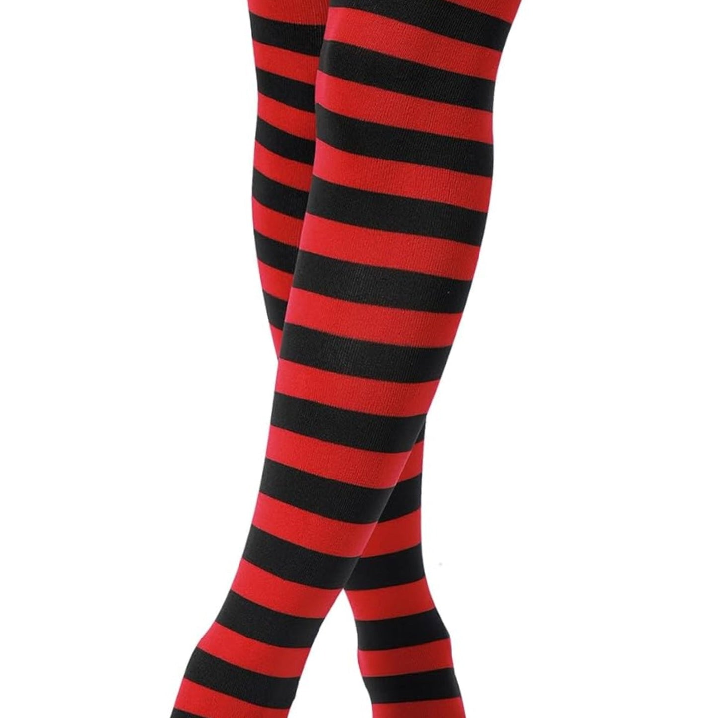 Striped Patterned Socks (Thigh High) Red and Black