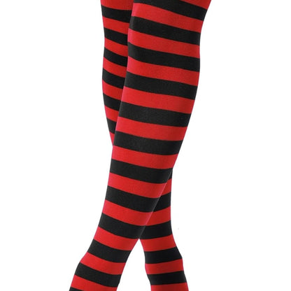 Striped Patterned Socks (Thigh High) Red and Black