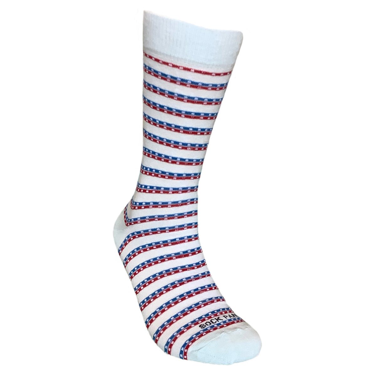 Stylish Patriotic Red and Blue Stiped Sock from the Sock Panda