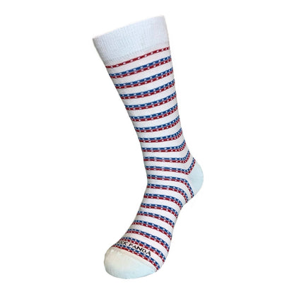 Stylish Patriotic Red and Blue Stiped Sock from the Sock Panda