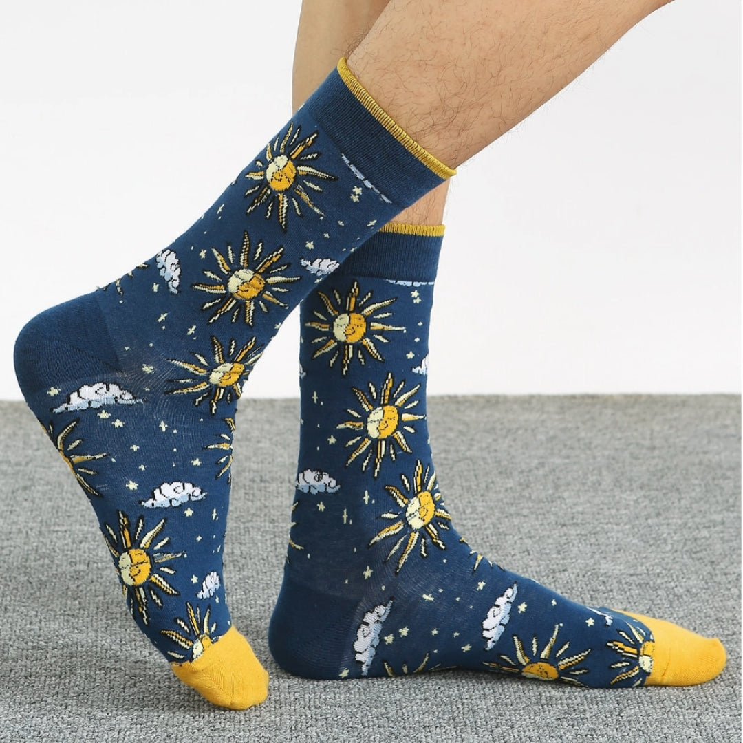 Sun and Clouds Pattern Socks from the Sock Panda (Adult Large - Men's Shoe Sizes 8 - 12)