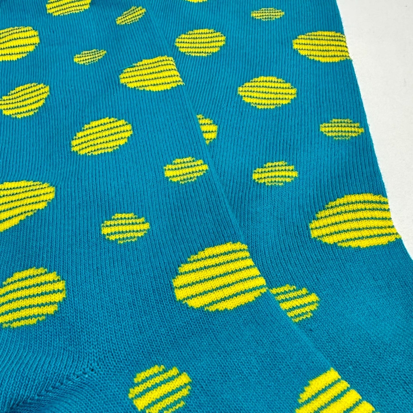 Teal with Yellow Dots Sock from the Sock Panda (Adult Large - Men's Shoe Sizes 8 - 12)