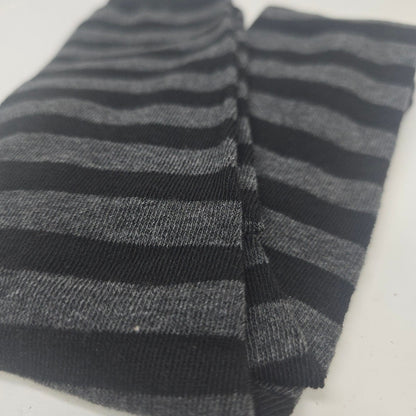 Thin Striped Patterned Socks (Thigh High) Dark Gray and Black
